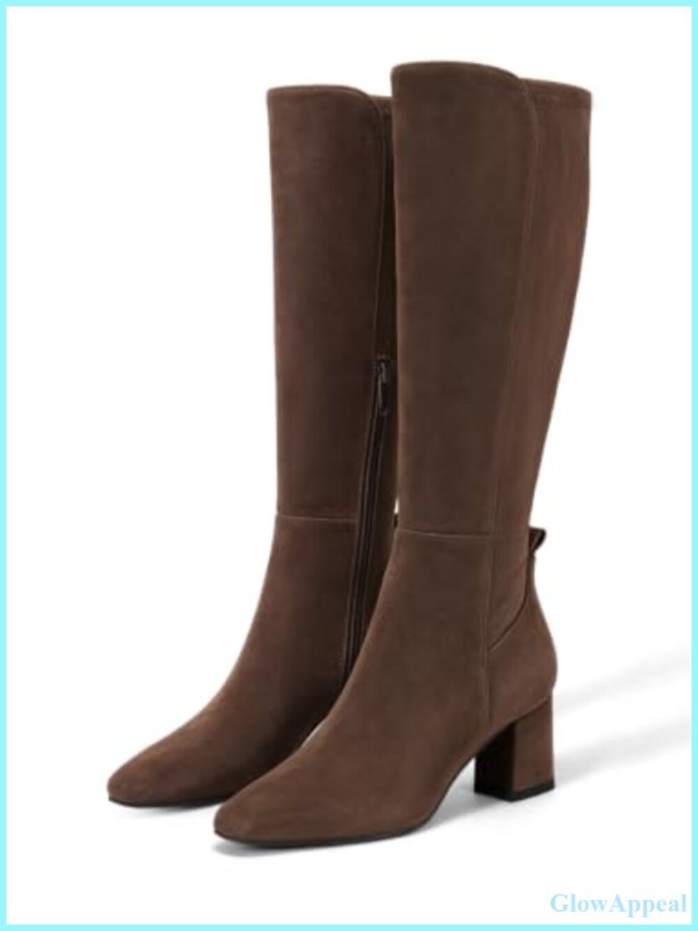 Womens Knee High Boots Chunky Heel Faux Suede Side Zipper Dress Boots